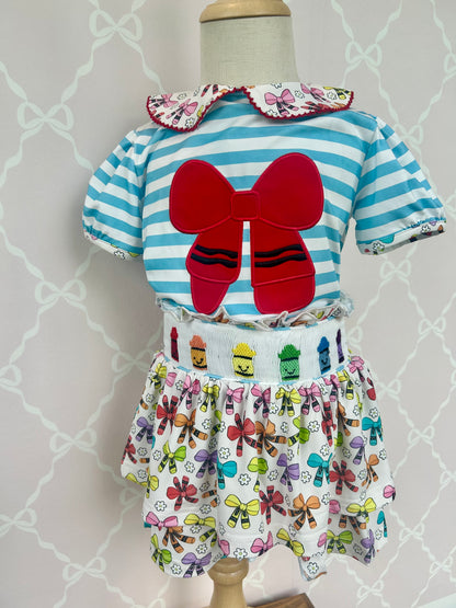 Crayon Cutie Smocked Skirt Set