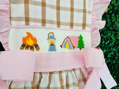 Pink Camping Smocked Bubble