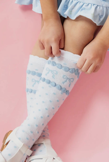 Little Stocking Co. Blue Bow Socks