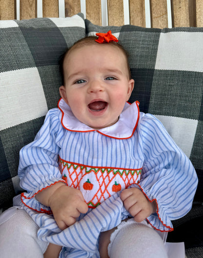 Geometric Smocked Pumpkin Bubble With Long Sleeves