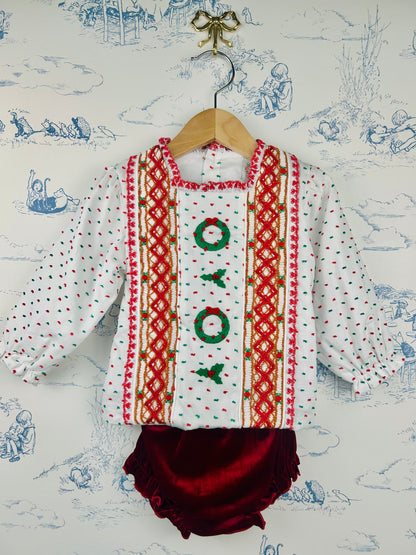 Wreath and Holly Bloomer Set