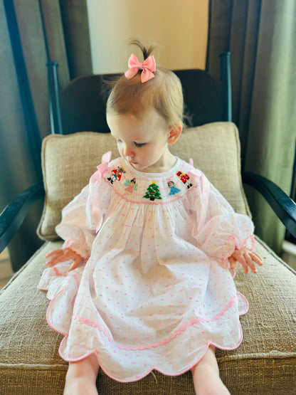 Nutcracker Hand Smocked Long Sleeve Gown