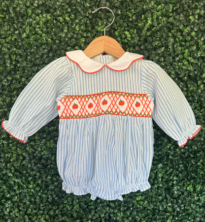 Geometric Smocked Pumpkin Bubble With Long Sleeves