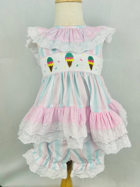 Ice Cream Bubble Shorts Set
