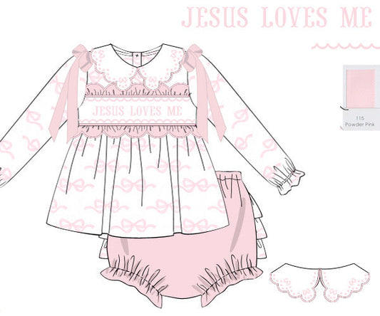 PO1228 Jesus Loves Me Girls Bloomer Set PREORDER