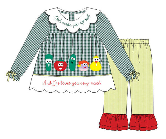 PO1228 Veggie Tales Girls Pants Set PREORDER