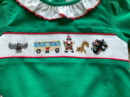 Griswold Christmas Long Sleeve Smocked Corduroy Bubble