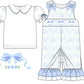 Blue Bows Overalls Set