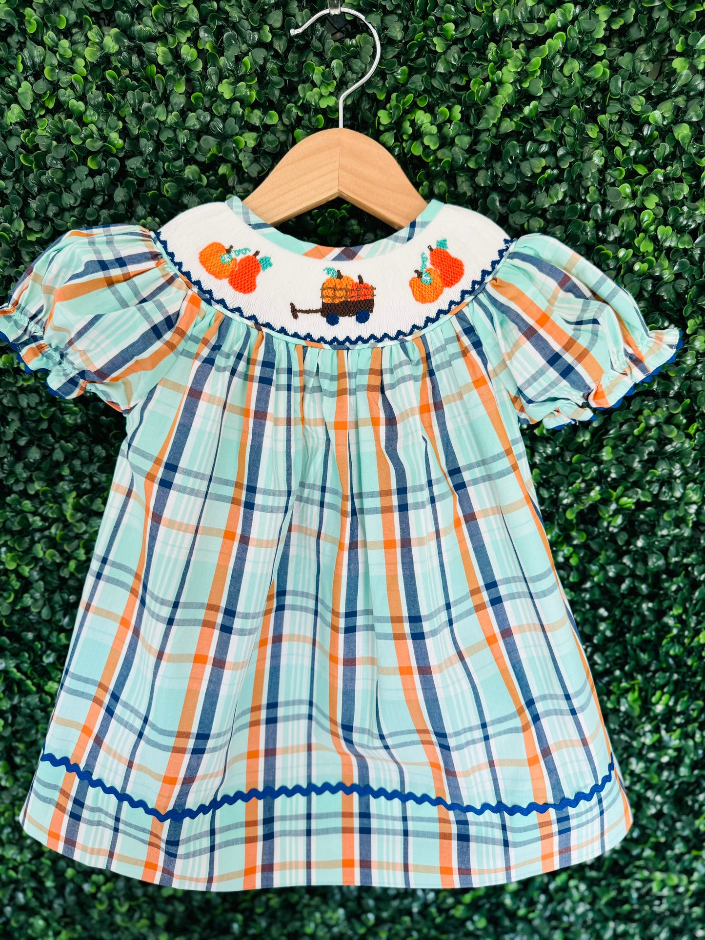 Pumpkin Patch Hand Smocked Bishop Dress