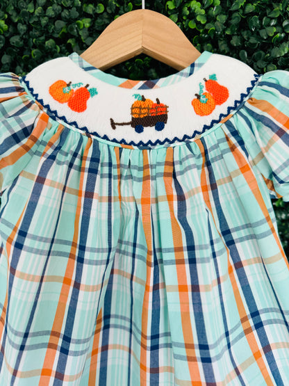 Pumpkin Patch Hand Smocked Bishop Dress