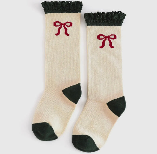 Little Stocking Co Vanilla Bow Lace Knee Socks