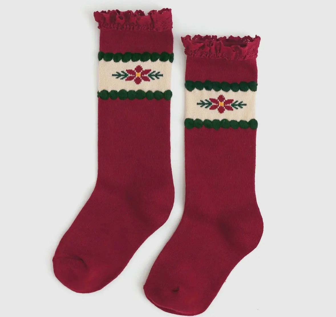 Little Stocking Co Poinsettia Knee Socks