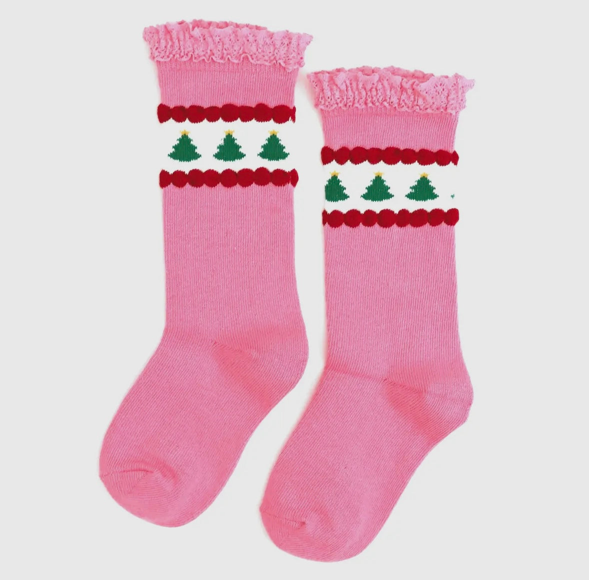 Little Stocking Co Christmas Tree Pink Socks