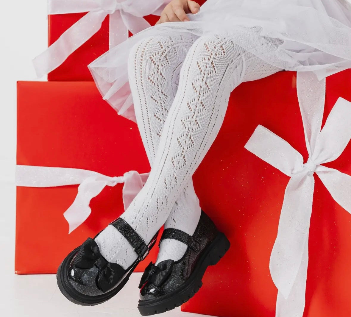 Little Stocking Co White Knit Tights