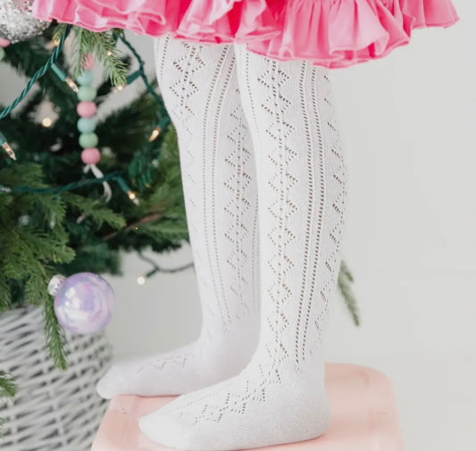 Little Stocking Co White Knit Tights