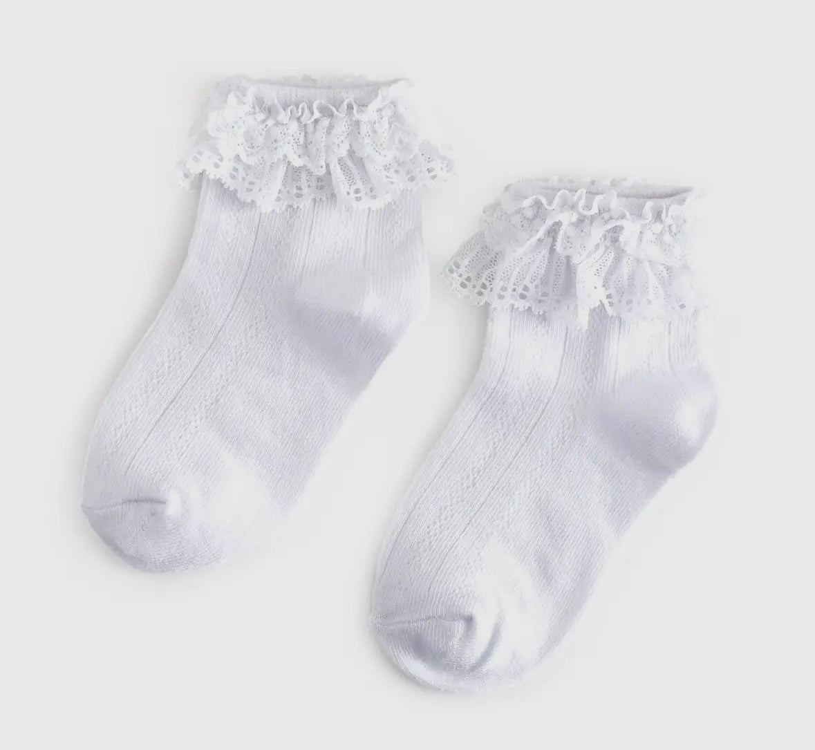 Little Stocking Co Lace Bobby Socks White