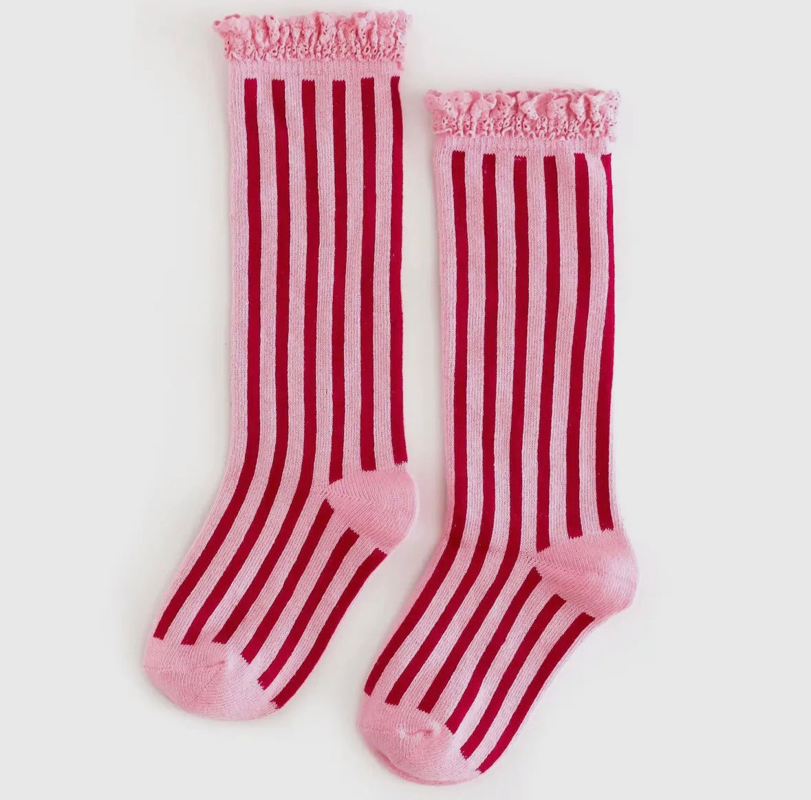 Little Stocking Co Candy Candy Stripe Lace Knee Socks