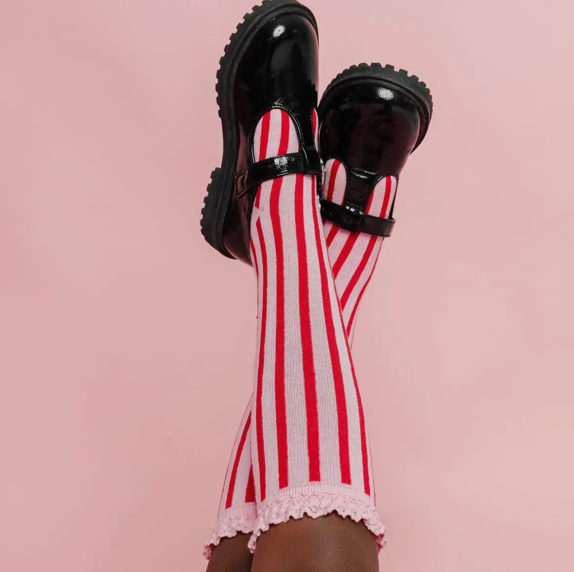Little Stocking Co Candy Candy Stripe Lace Knee Socks
