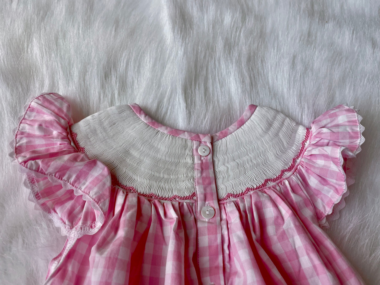 Smocked Sleeping Princess Bubble with Pink Check