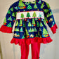 Christmas Tree Smocked Pants Set