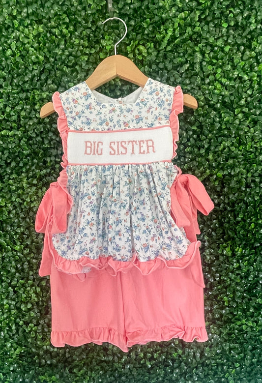 Big Sister Floral Smocked Apron Set