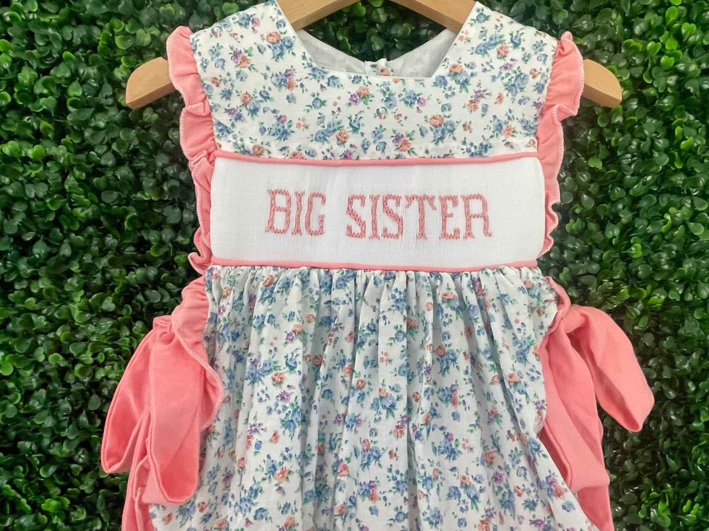 Big Sister Floral Smocked Apron Set