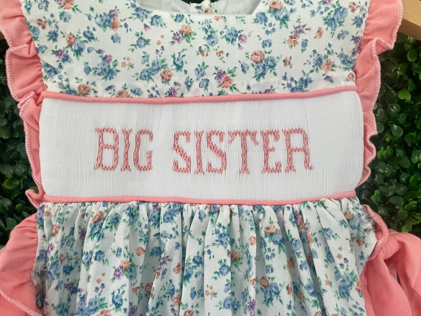 Big Sister Floral Smocked Apron Set