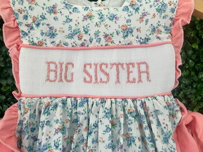 Big Sister Floral Smocked Apron Set