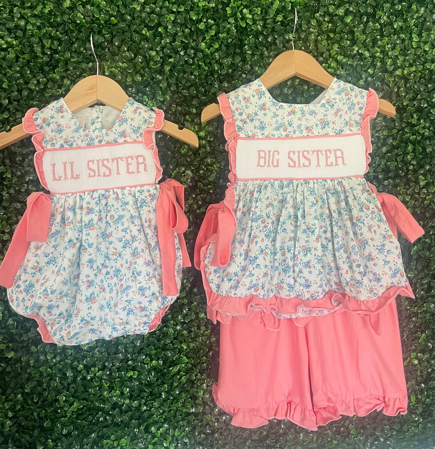 Big Sister Floral Smocked Apron Set