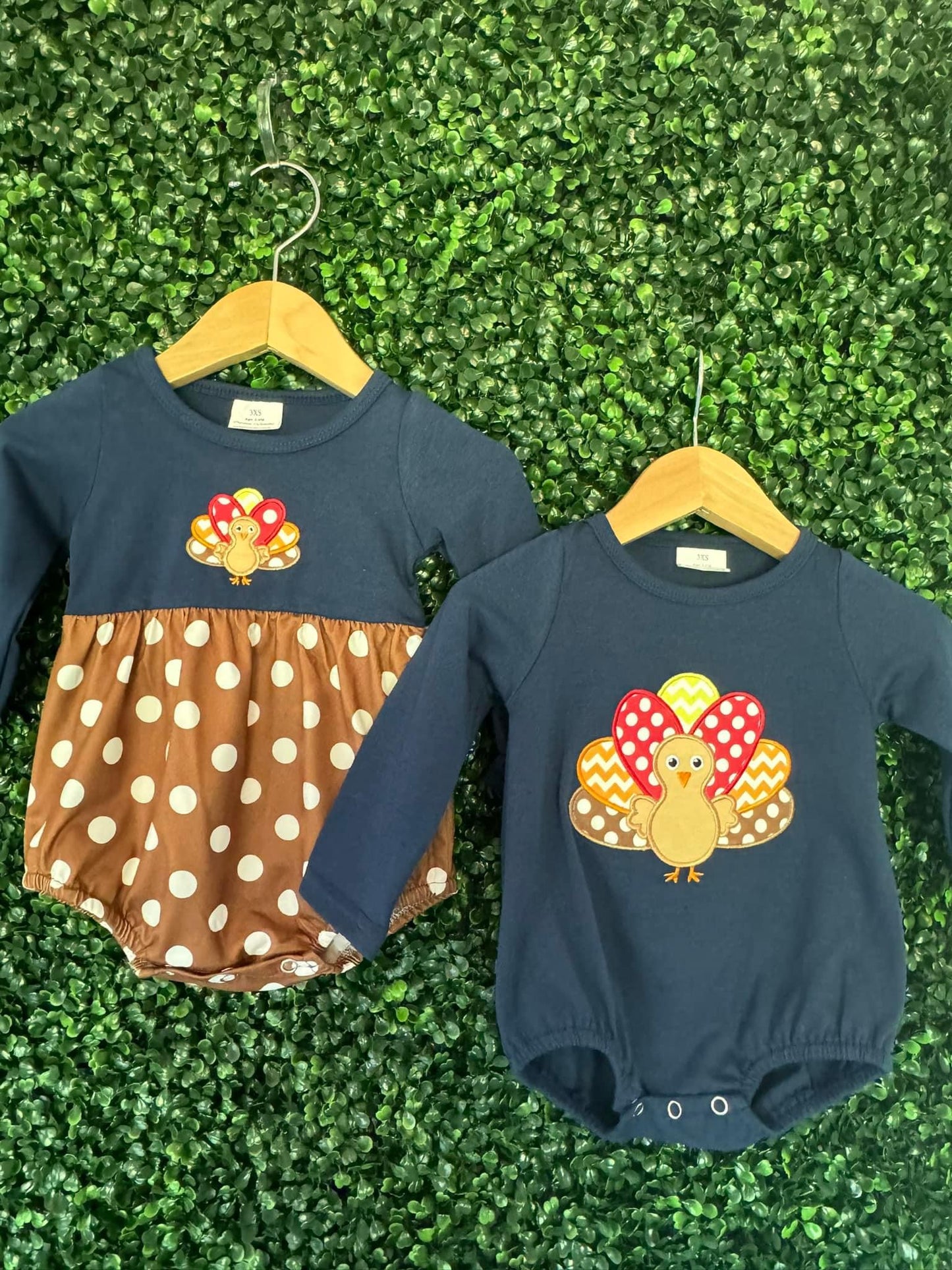 Navy Blue Turkey Appliqué Boys Bubble