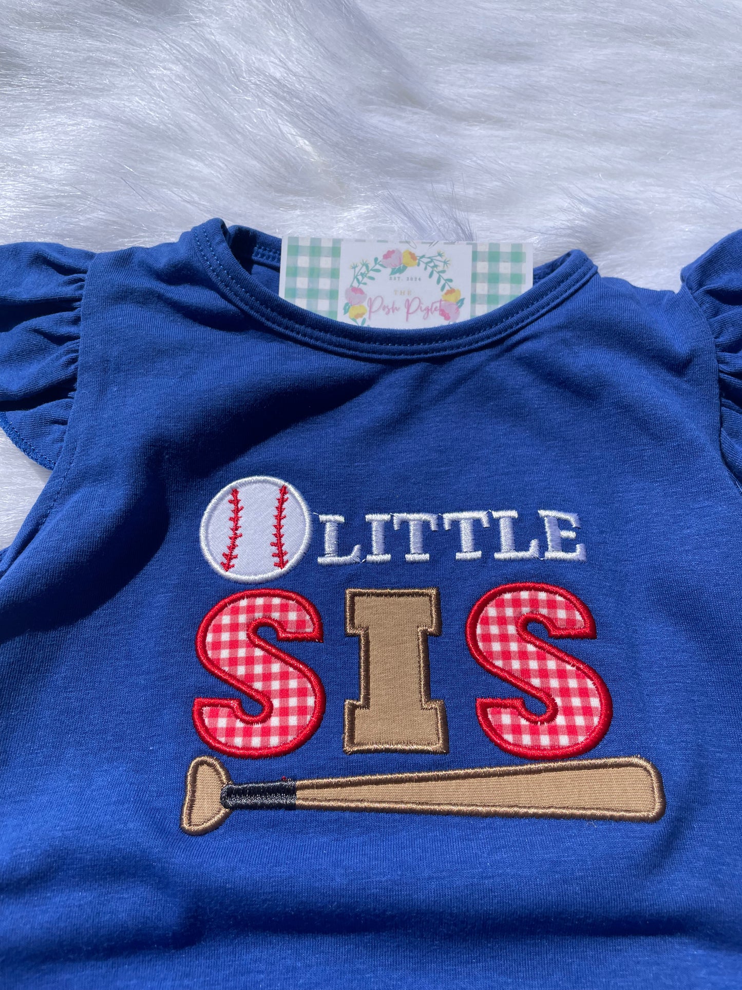 Little Sis Baseball Appliqué Baby Bubble