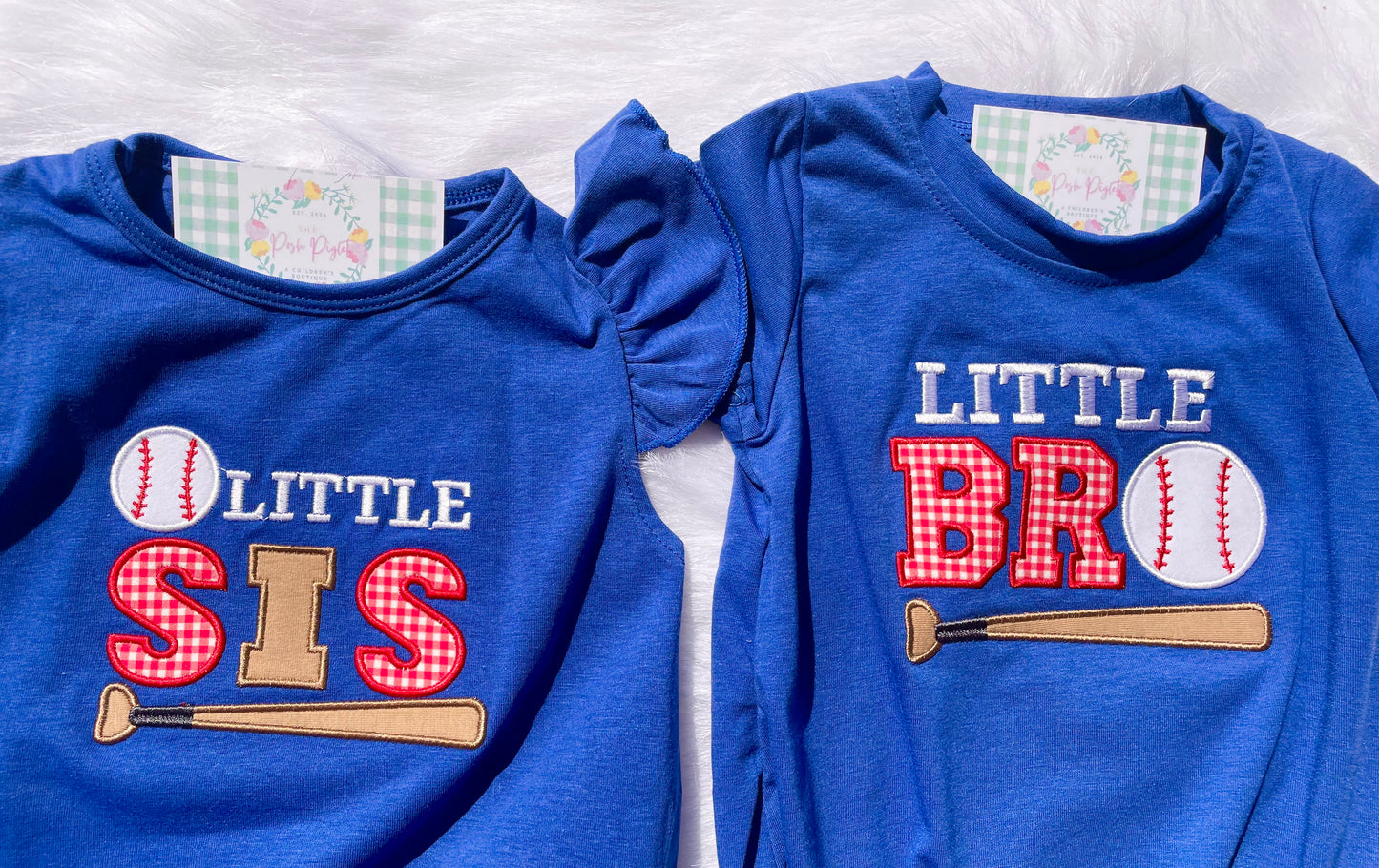 Little Sis Baseball Appliqué Baby Bubble