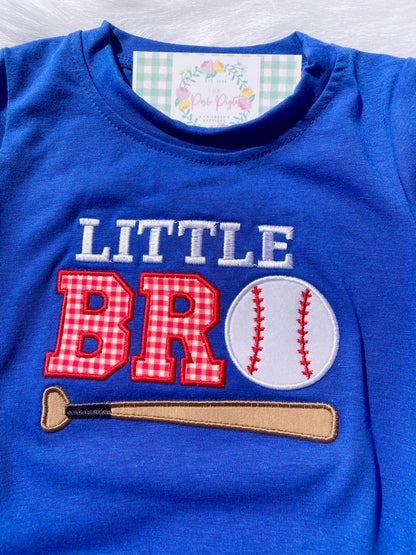 Little Bro Baseball Appliqué Baby Bubble