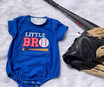 Little Bro Baseball Appliqué Baby Bubble