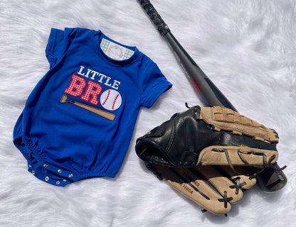 Little Bro Baseball Appliqué Baby Bubble