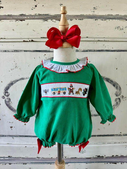 Griswold Christmas Long Sleeve Smocked Corduroy Bubble