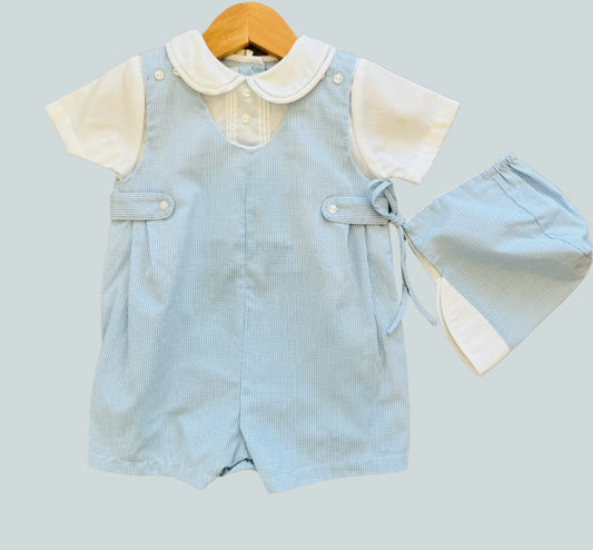 Baby Blue Boys Romper and Bonnet