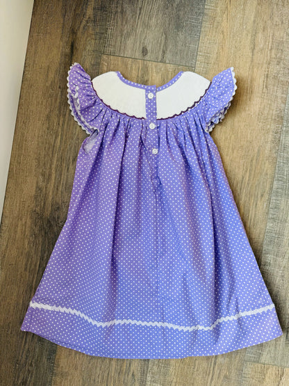 The Lost Princess Purple Polka-Dot Smocked Dress