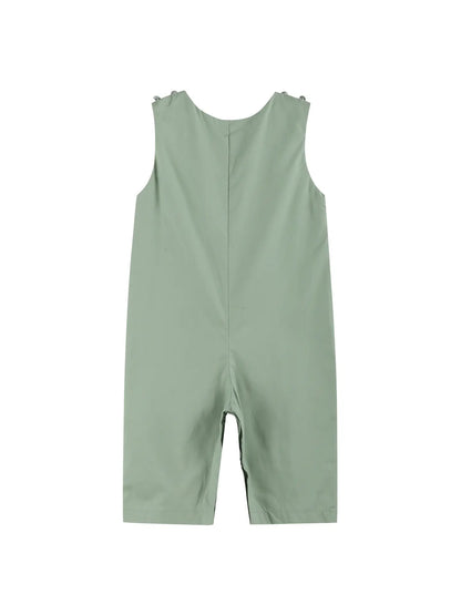 Sage Green Turkey Smocked Overalls