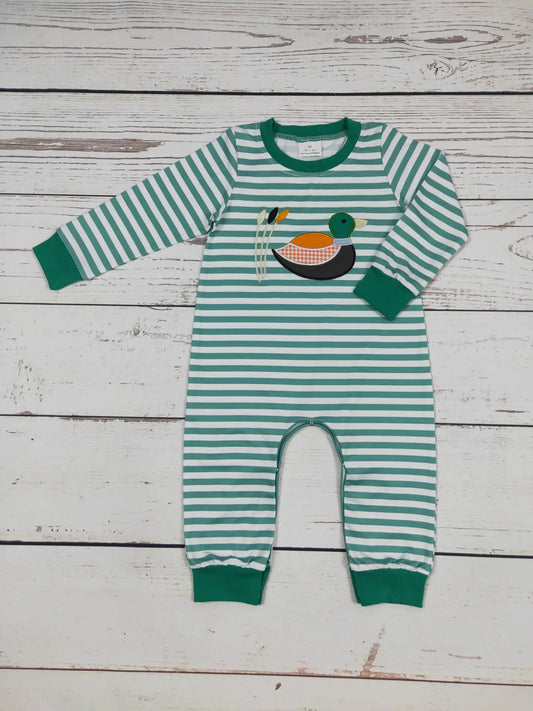 Baby Green Duck Appliqué Romper