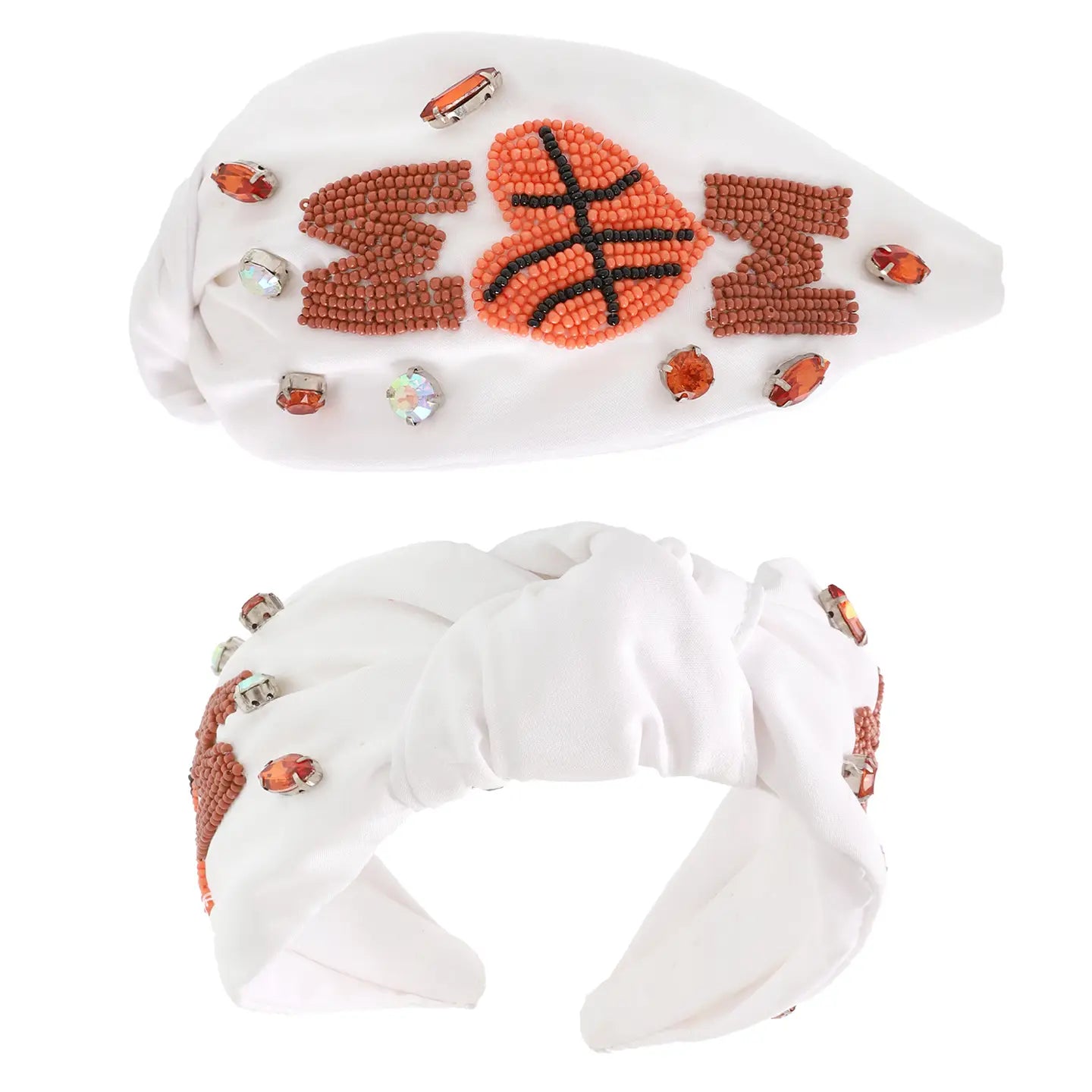 Sport Mom Crystal Beaded Embroidery Headband MOM Basketball