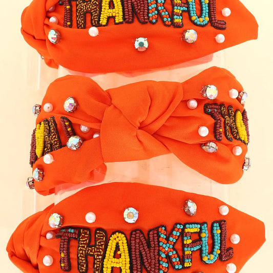 Thankful Thanksgiving Crystal Beaded Headband