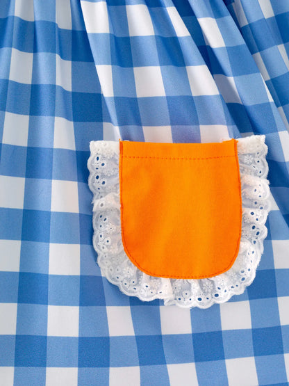 Blue Plaid Pumpkin Smocked Dress