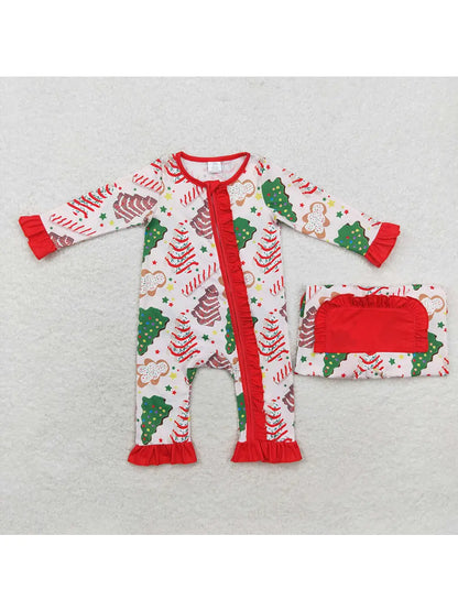 Christmas Tree Cake Long Sleeve Romper