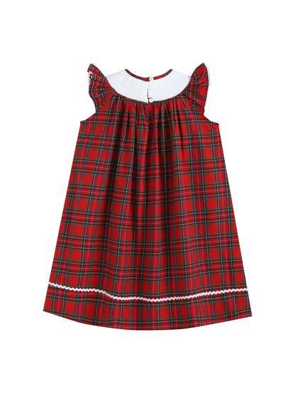 Red and Green Plaid Christmas Tree Smocked Bishop Dress