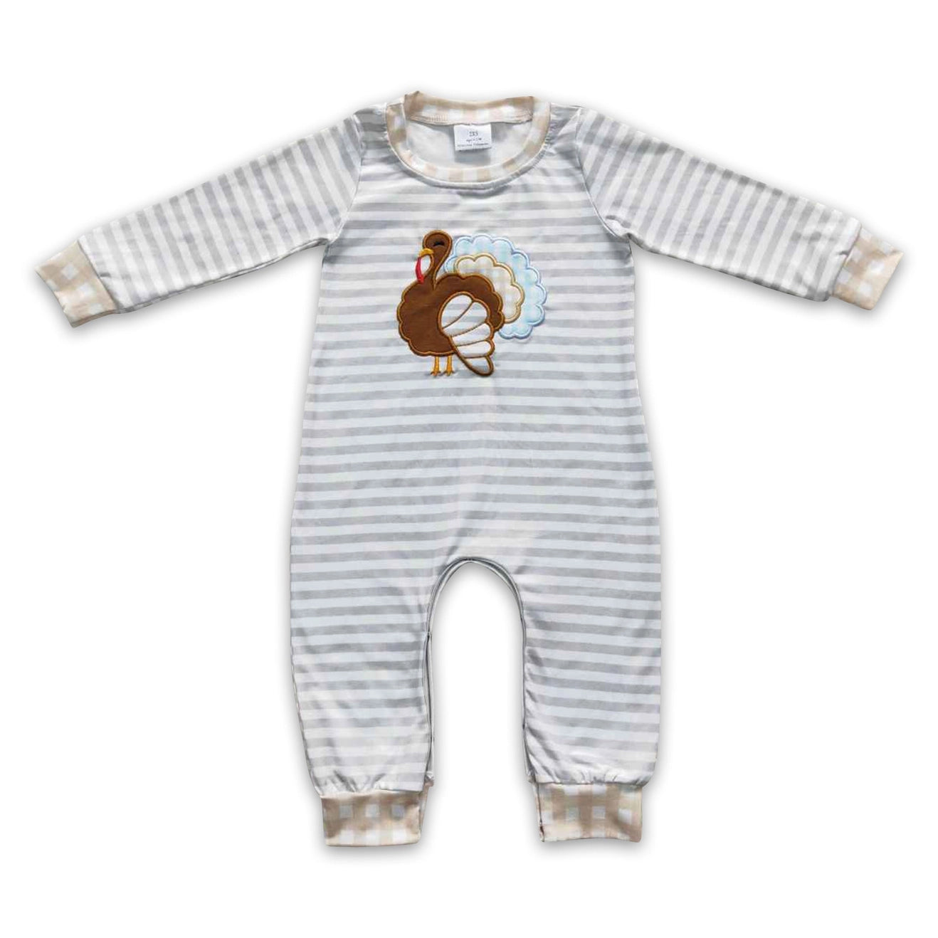 Turkey Stripe Long Sleeves Baby Thanksgiving Romper