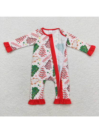 Christmas Tree Cake Long Sleeve Romper