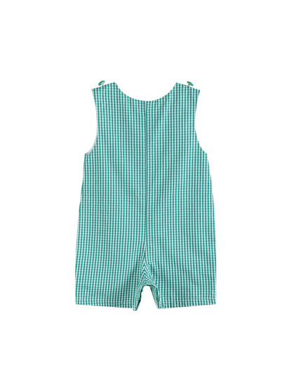 Future Pickleball Player Green Gingham Romper