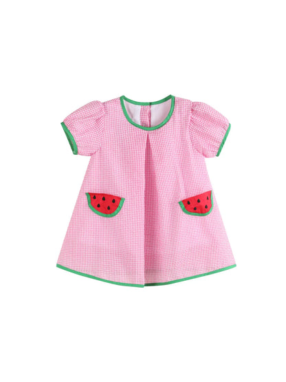 Pink Watermelon Dress and Diaper Cover Set