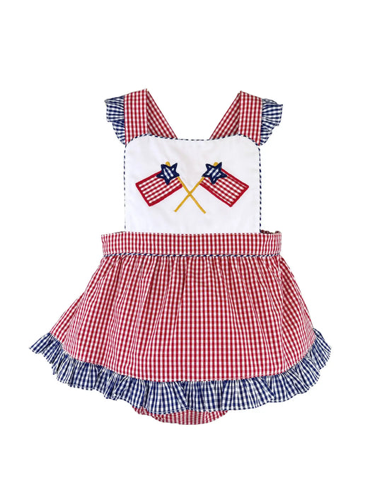 Patriotic Bubble with Skirt and Flag Appliques